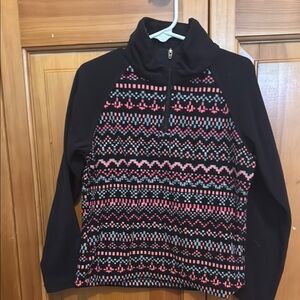 Columbia Black and Pink Patterned Pullover fleece